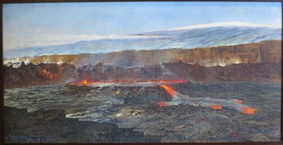 Uitbarsting, Halemaumau-krater in Kilauea-caldera door D. Howard Hitchcock